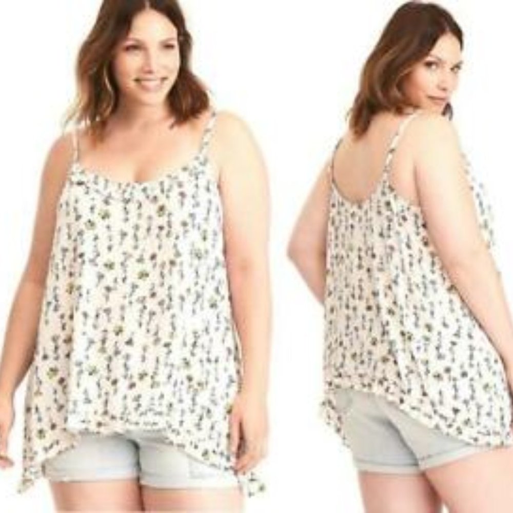 TORRID FLORAL PRINT SHARKBITE RUFFLE TRIM CAMI
